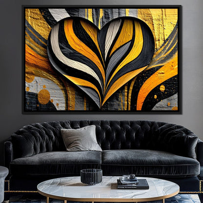 Golden Heartbeat Essence Canvas Wall Art