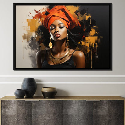 Black Gold Fashion Portrait Canvas Wall Art