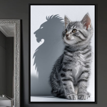 Brave Kitten Lion Shadow Canvas Wall Art