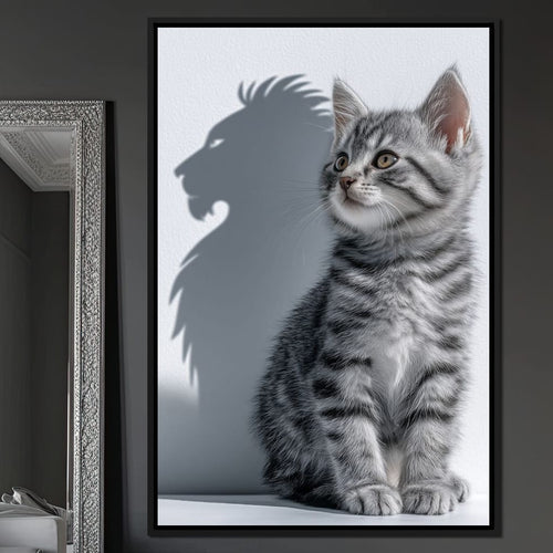 Brave Kitten Lion Shadow Canvas Wall Art