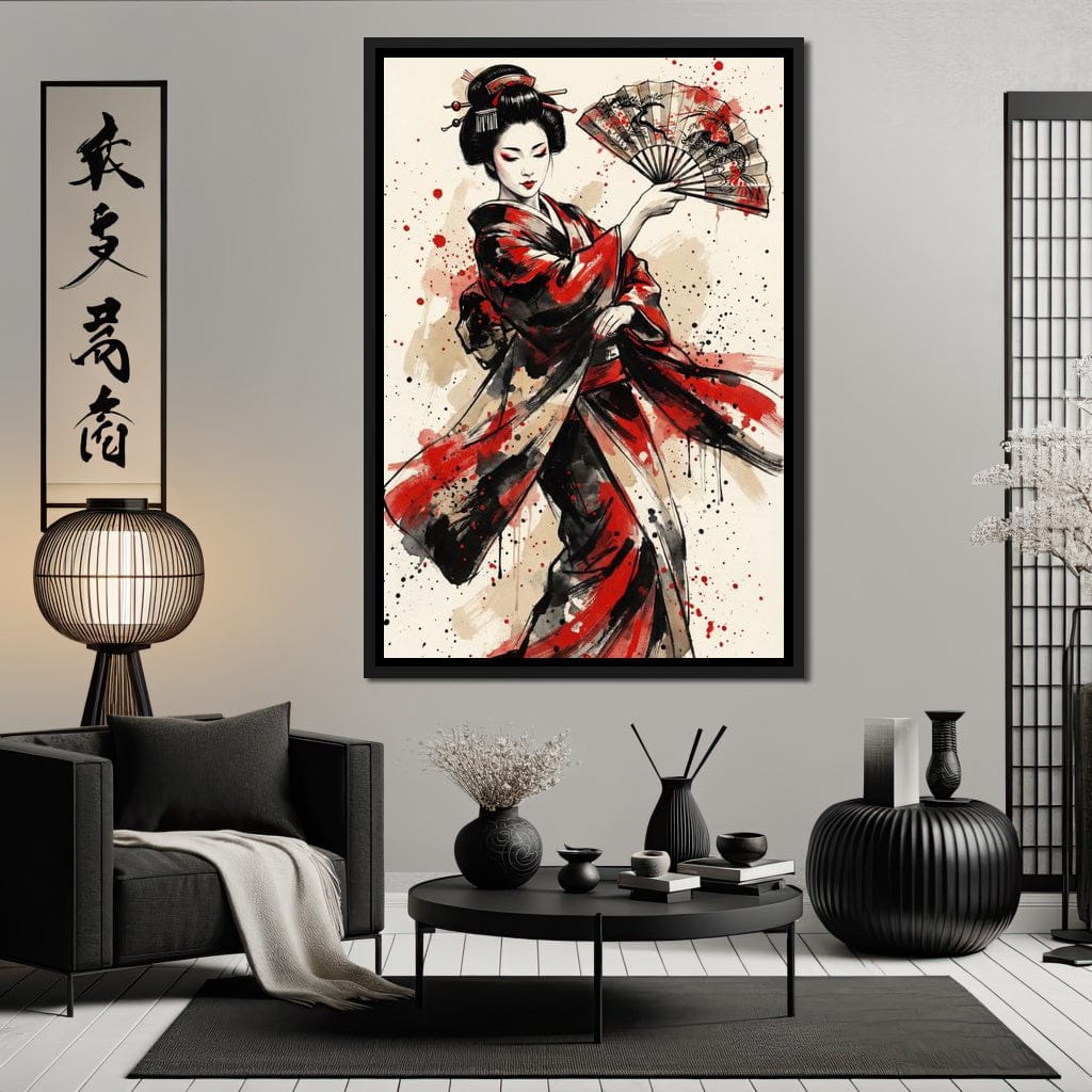 Japanese Woman with Fan Canvas Wall Art