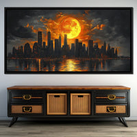 Golden Cityscape Nocturne Canvas Wall Art