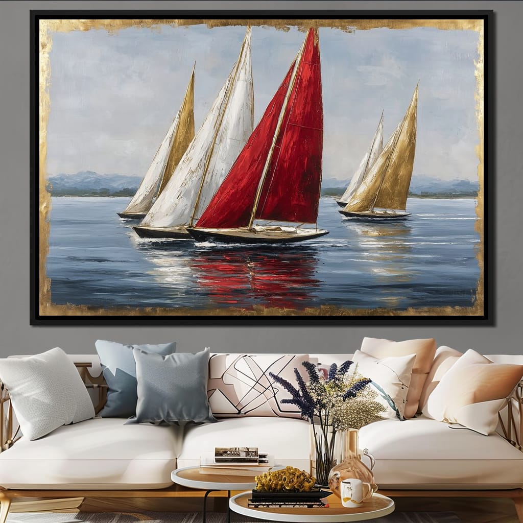 Bold Regatta On Open Water Canvas Wall Art