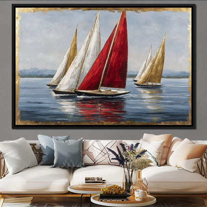 Bold Regatta On Open Water Canvas Wall Art