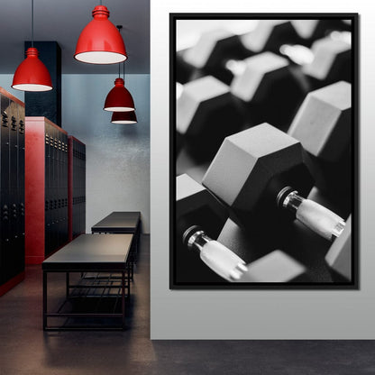 Monochrome Dumbbell Strength Canvas Wall Art