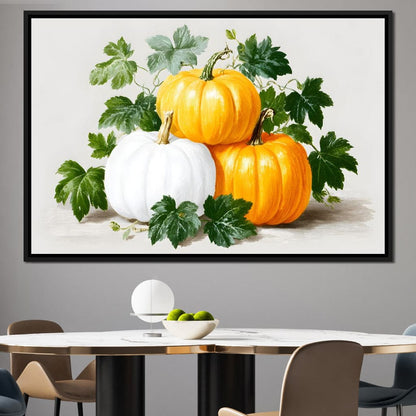 Harvest Pumpkin Trio Botanical Canvas Wall Art