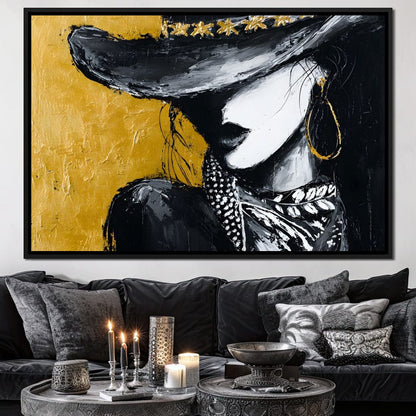Golden Outlaw Shadow Portrait Canvas Wall Art