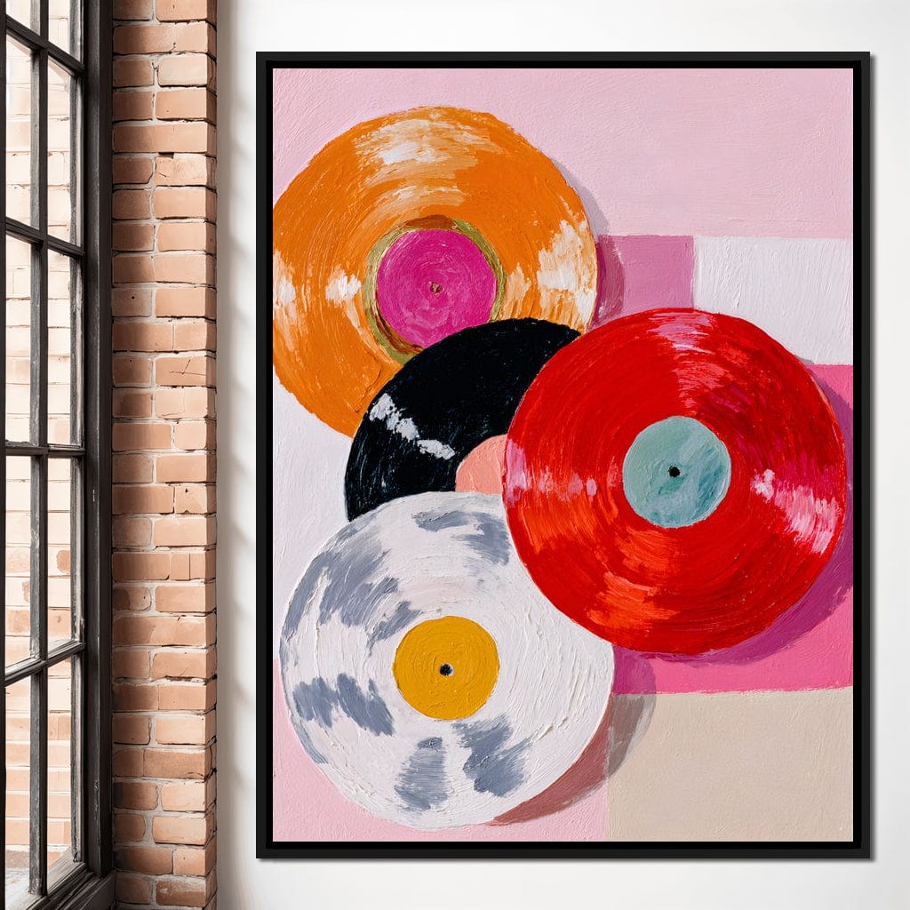 Retro Vinyl Color Spin Dance Canvas Wall Art