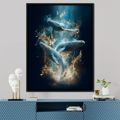Melodic Tides of Dancing Whales Canvas Wall Art