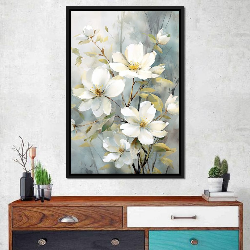 Ethereal Blooms in Mist Canvas Wall Art
