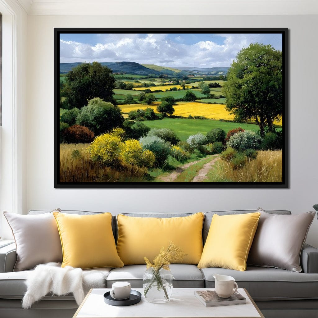 Golden Fields Country Path Canvas Wall Art