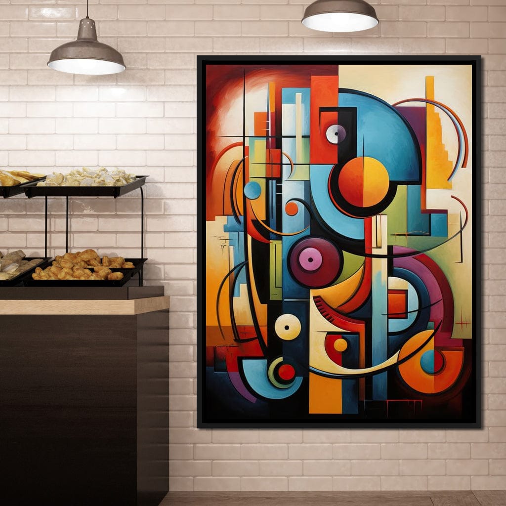 Mosaic of Colorful Cubism Canvas Wall Art