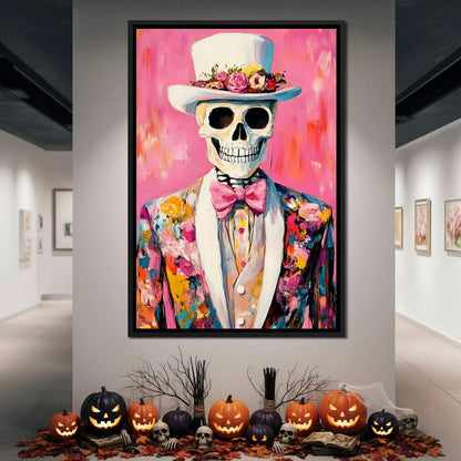 Dapper Skeleton Floral Jubilee Canvas Wall Art