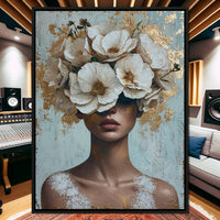 Golden Petal Silhouette Canvas Wall Art