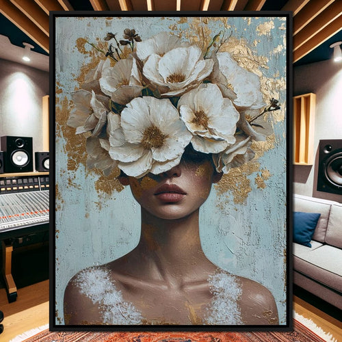 Golden Petal Silhouette Canvas Wall Art