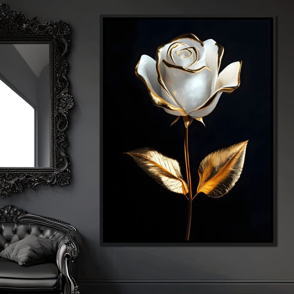 Golden Elegance Blossom Canvas Wall Art