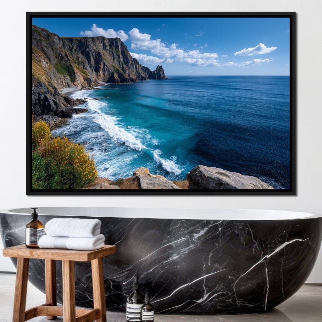 Wild Sea Cliffs Panorama Canvas Wall Art