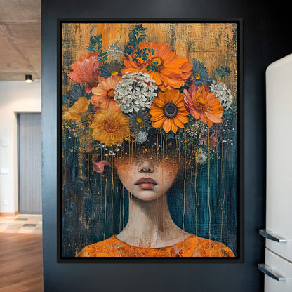 Blossoming Silence Dripping Gold Canvas Wall Art
