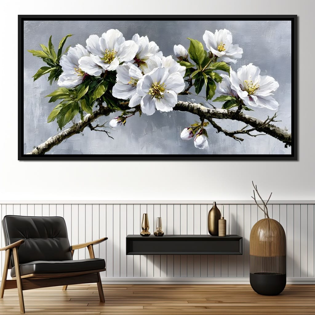 Soft Petals On Silver Morning Canvas Wall Art