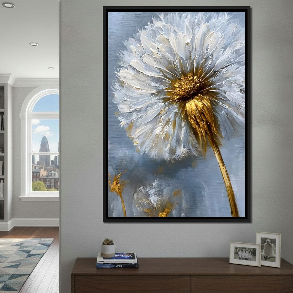 Gilded Dandelion Canvas Wall Art