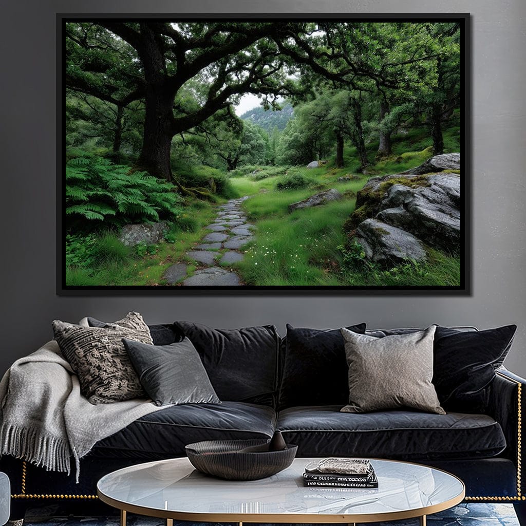 Emerald Forest Stone Pathway Canvas Wall Art