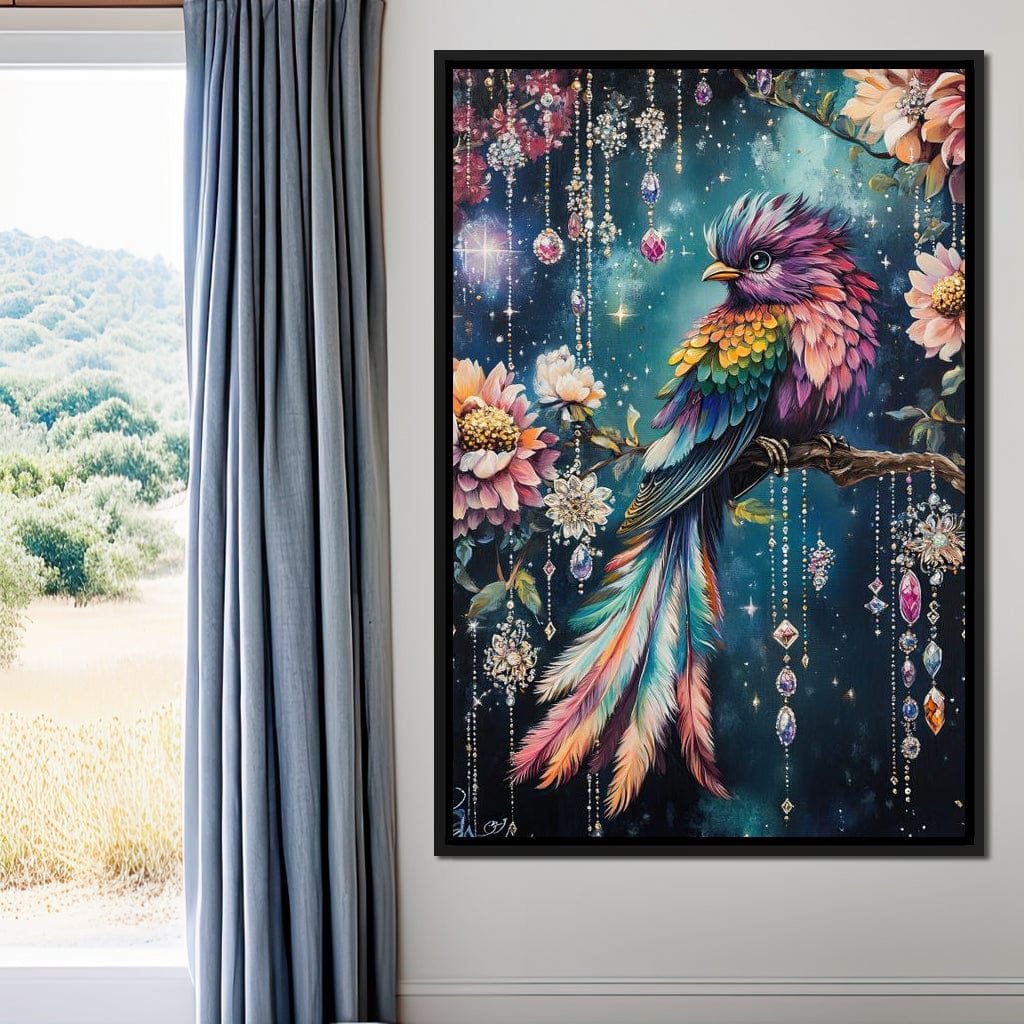 Enchanted Jewel Toned Bird Fantasy Canvas Wall Art