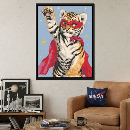 Superhero Tiger Cub Rising Canvas Wall Art