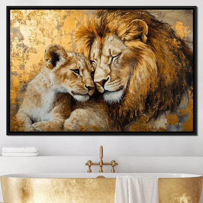 Golden Lions Canvas Wall Art