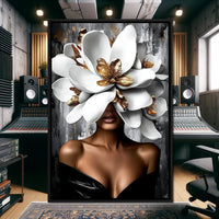 Golden & White Petals Elegance Canvas Wall Art