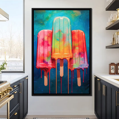 Rainbow Popsicles Glow Canvas Wall Art