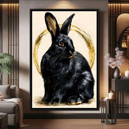 Gilded Hare Watching The Horizon Canvas Wall Art