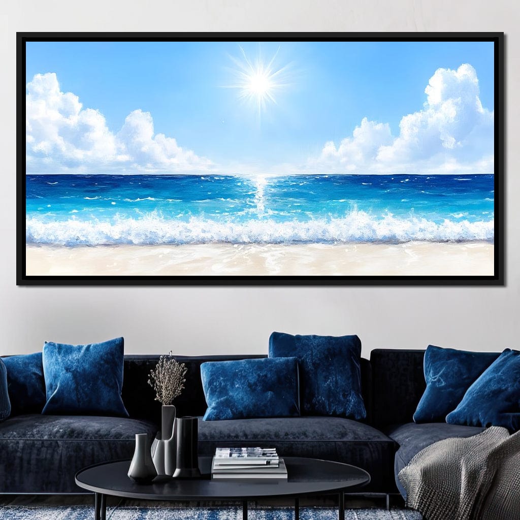 Endless Horizon Sunlit Beach Canvas Wall Art