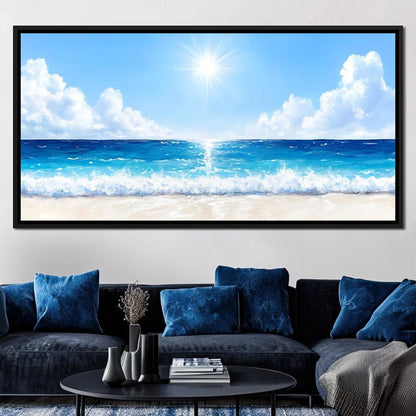 Endless Horizon Sunlit Beach Canvas Wall Art