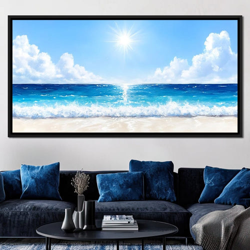 Endless Horizon Sunlit Beach Canvas Wall Art