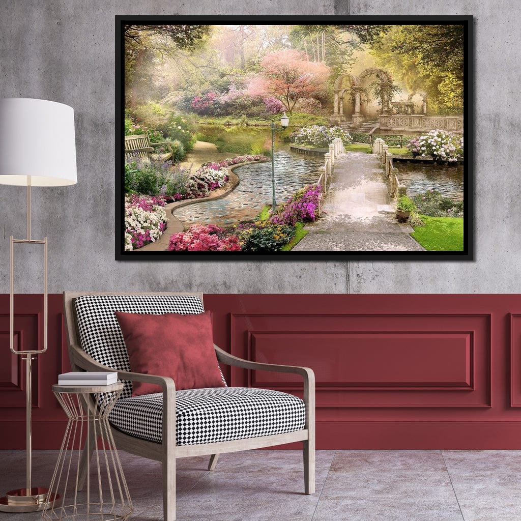 Pond Bridge Canvas Wall Art