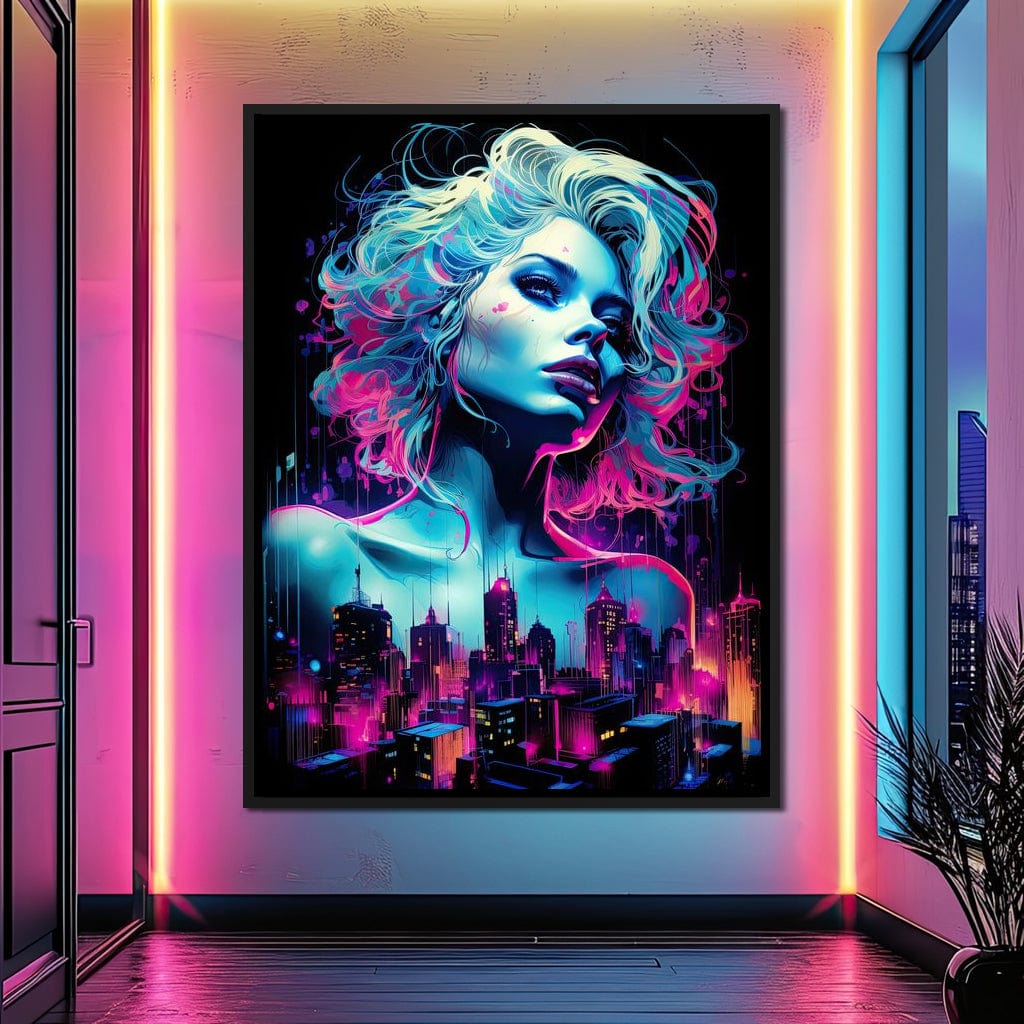 Neon Reverie Portrait 06 Canvas Wall Art