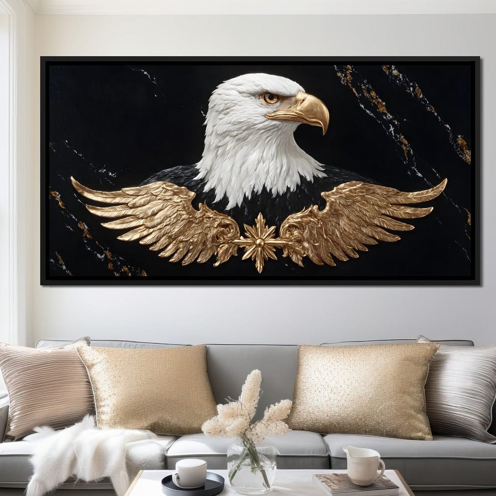 Golden Eagle Majesty Marble Canvas Wall Art