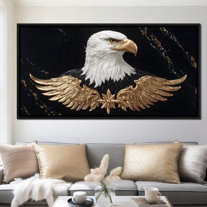 Golden Eagle Majesty Marble Canvas Wall Art