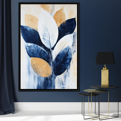Golden Indigo Leaves Canvas Wall Art