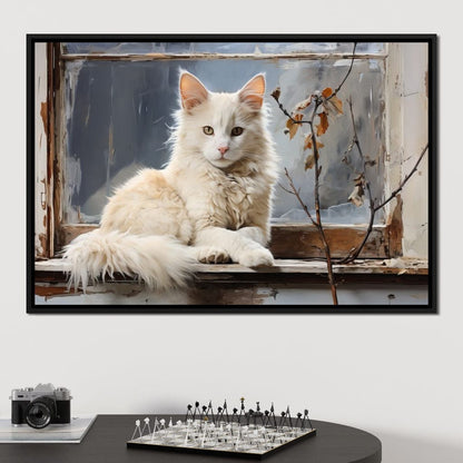 White Cat Canvas Wall Art