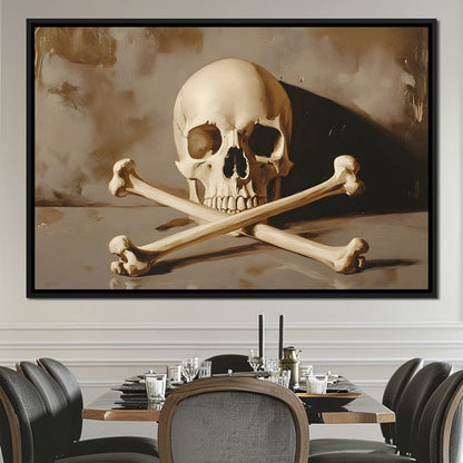 Sepia Skull And Crossbones Still Canvas Wall Art