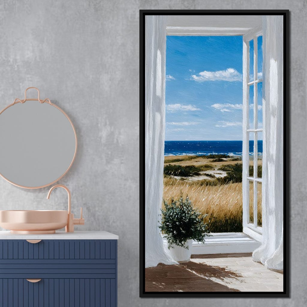 Open Window Ocean Breeze View Canvas Wall Art
