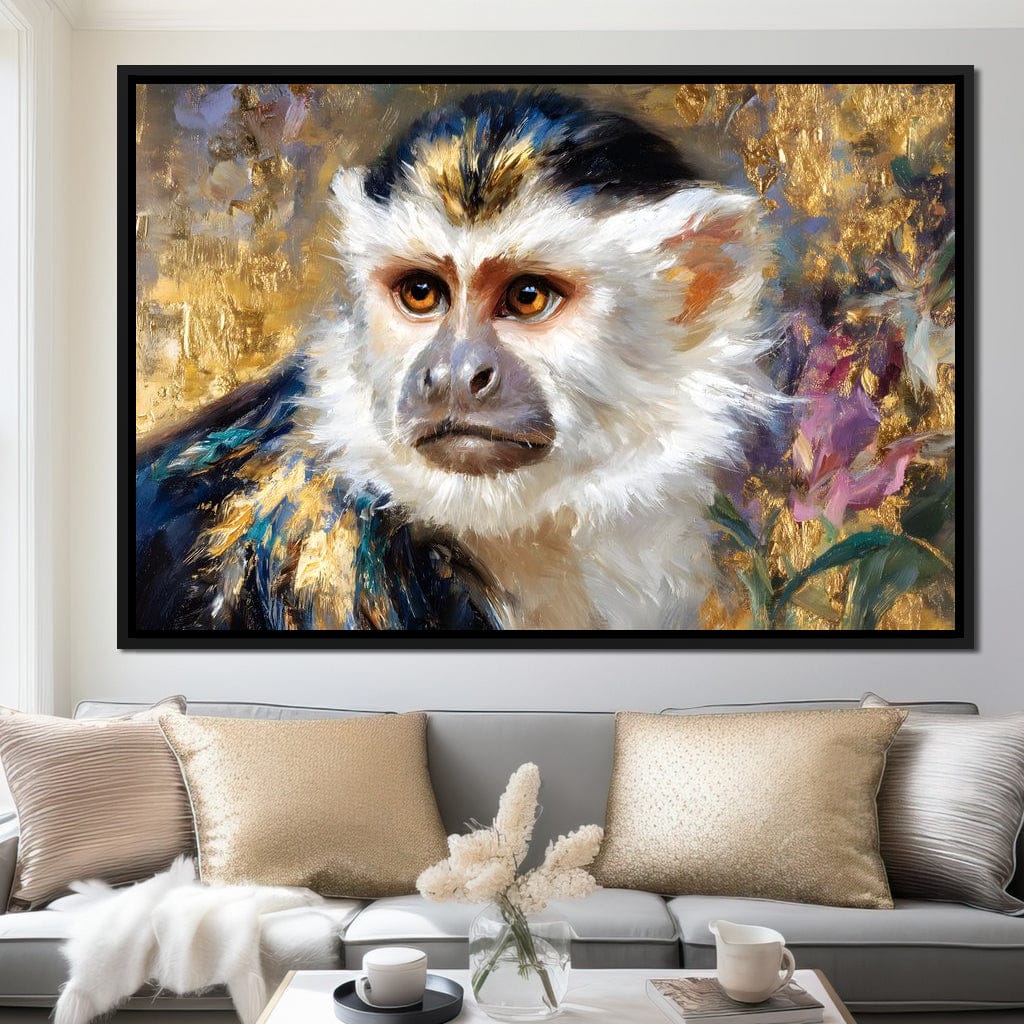 Golden Gilded Monkey Muse Canvas Wall Art