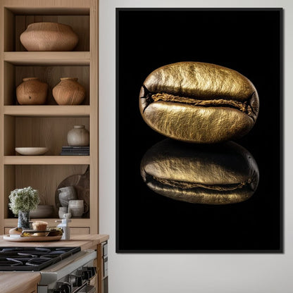 Golden Coffee Bean Reflection Canvas Wall Art