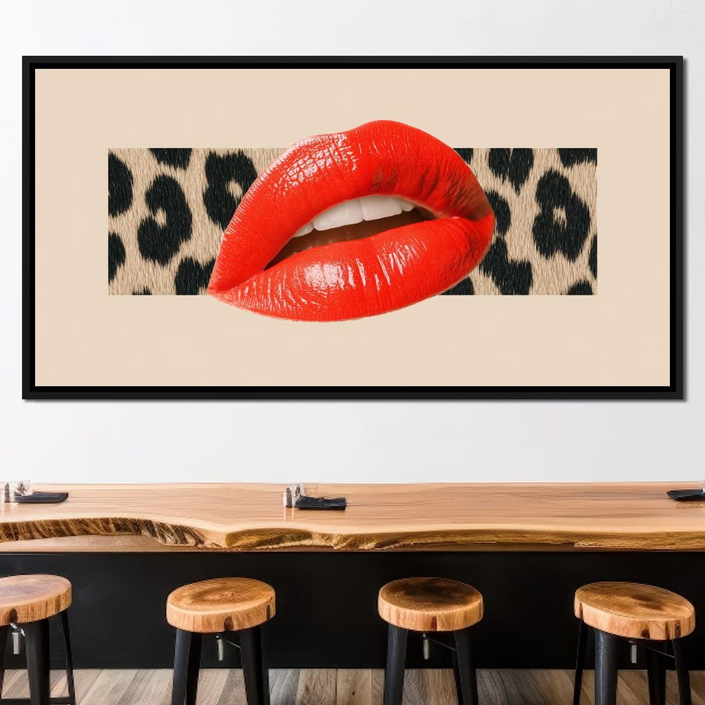 Leopard Kiss Pop Glamour Red Canvas Wall Art