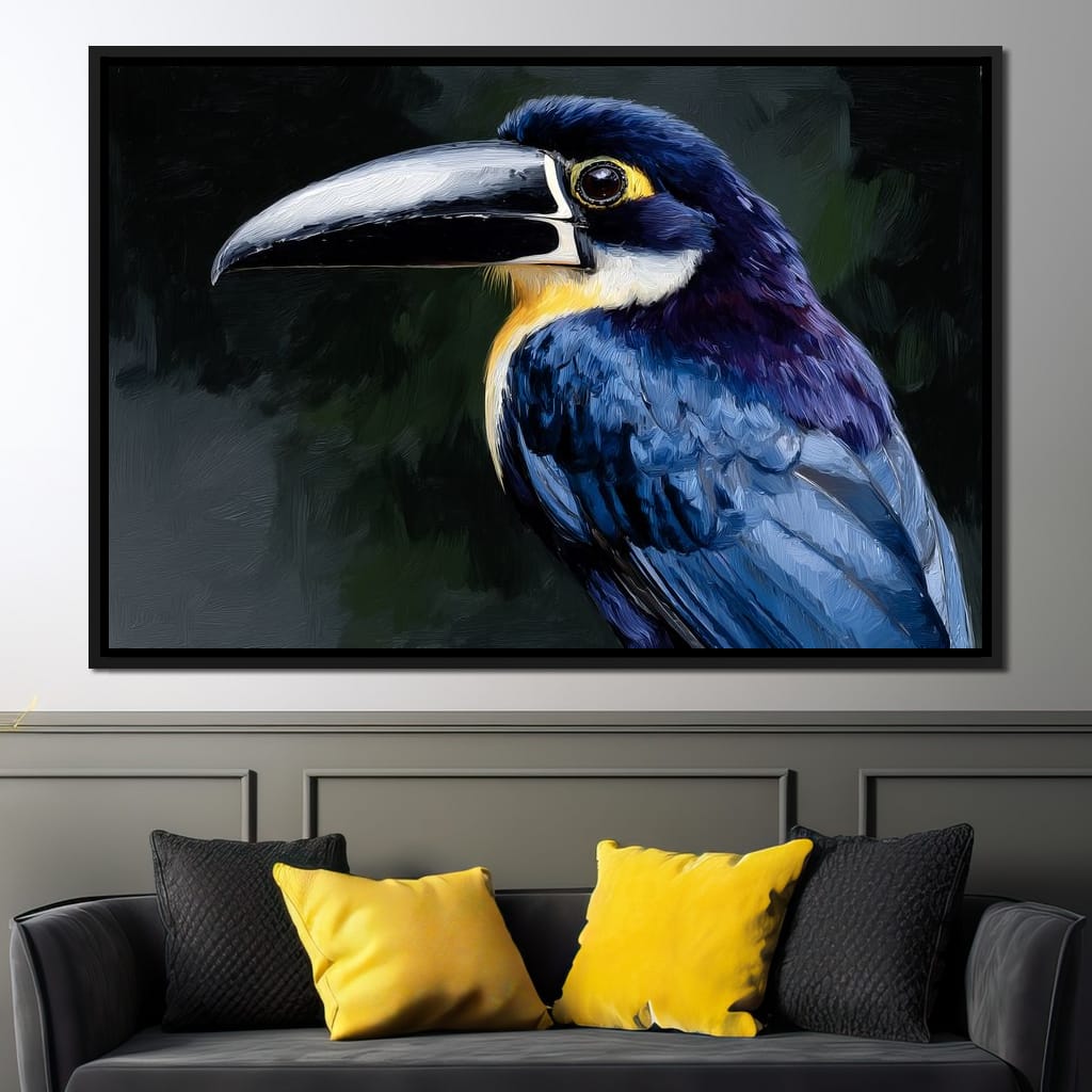 Electric Blue Toucan Portrait Canvas Wall Art