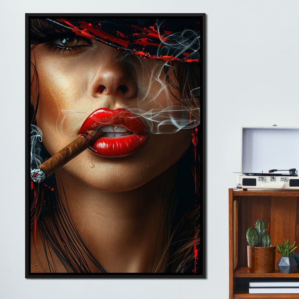 Sultry Smoke and Sable Tresses Canvas Wall Art