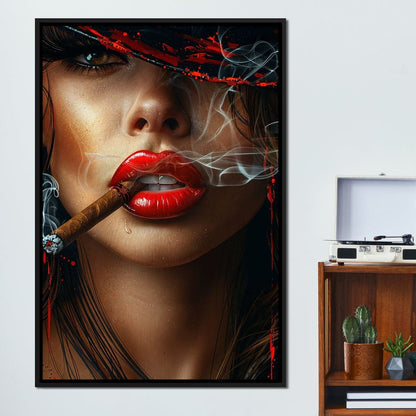 Sultry Smoke and Sable Tresses Canvas Wall Art