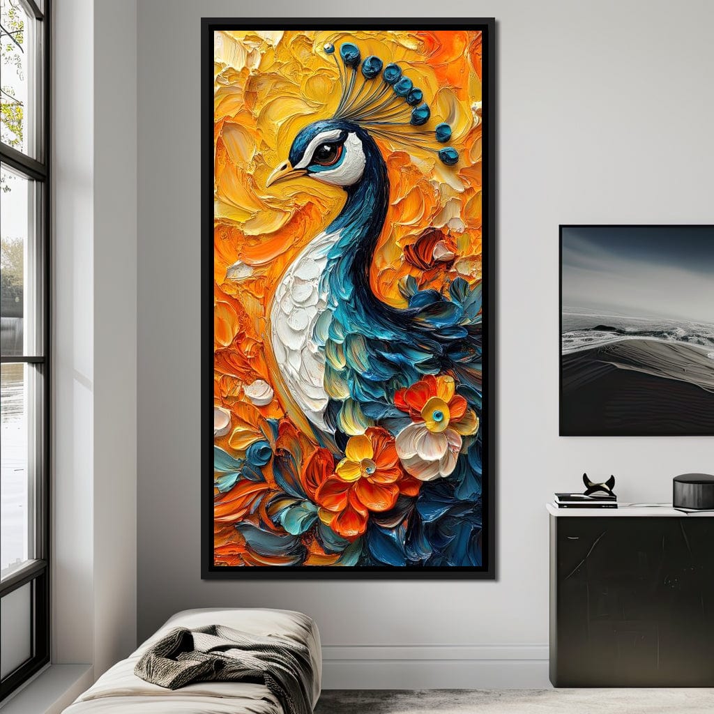Radiant Peacock Garden Harmony Canvas Wall Art
