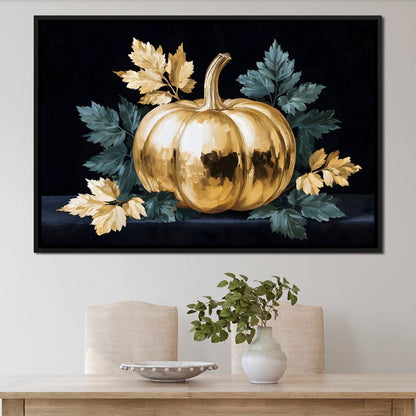 Golden Pumpkin Autumn Elegance Canvas Wall Art